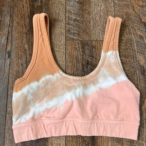 Aerie Peach and White Tie-Dye Sports Bra